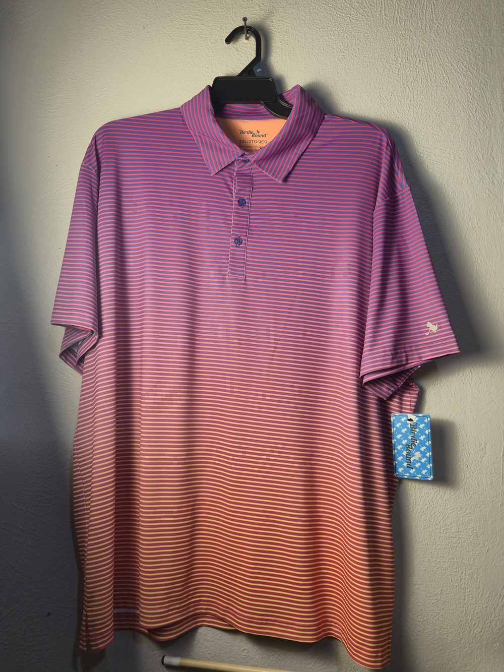 r Purple to Pink Gradient Stripe Polo